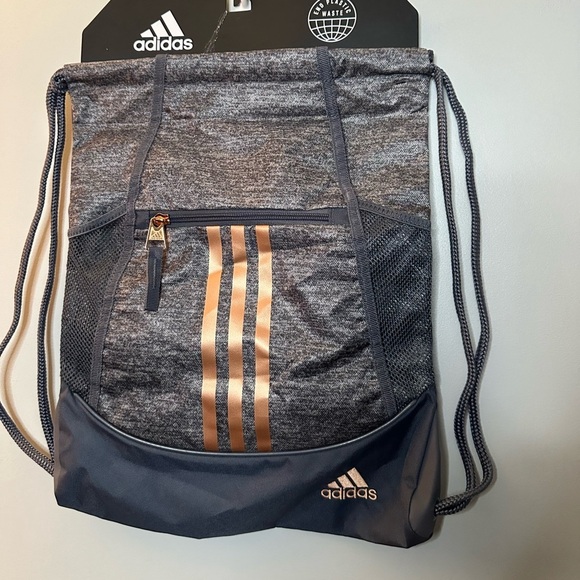 adidas Handbags - Grey with rose gold stripes adidas back pack